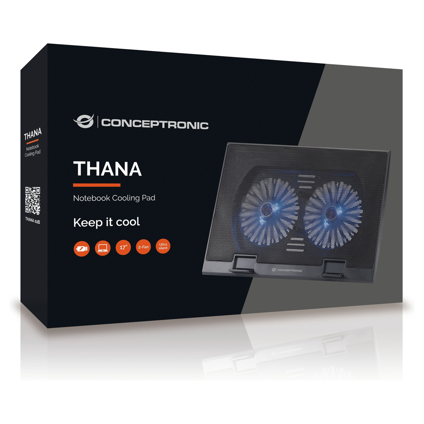 CONCEPTRONIC 2-Fan USB-A2.0 Laptop-Kühlpad 30Kg 17' sw — Buy in Cyprus with Fast Delivery