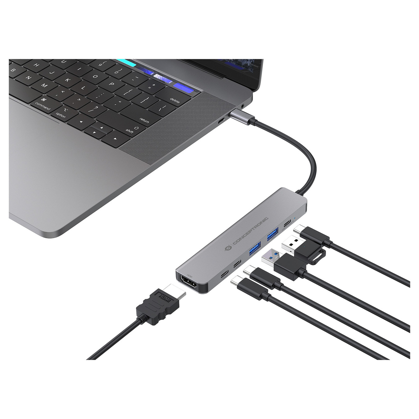 CONCEPTRONIC 6-1 Dock USB-C- to HDMI 2xUSB-A 2xUSB-C + 25cm gr — Buy in Cyprus with Fast Delivery