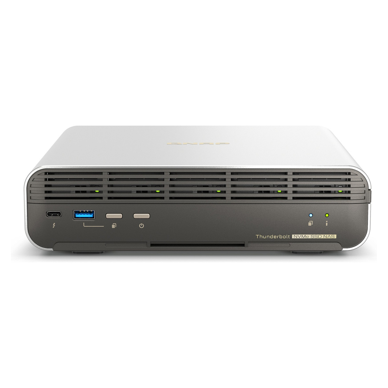QNAP TBS-h574TX-i3-12G 5-bay All-Flash NASbook Intel Core i3-1320PE 8C 12T up to 4.50GHz onboard 12GB RAM not expandable