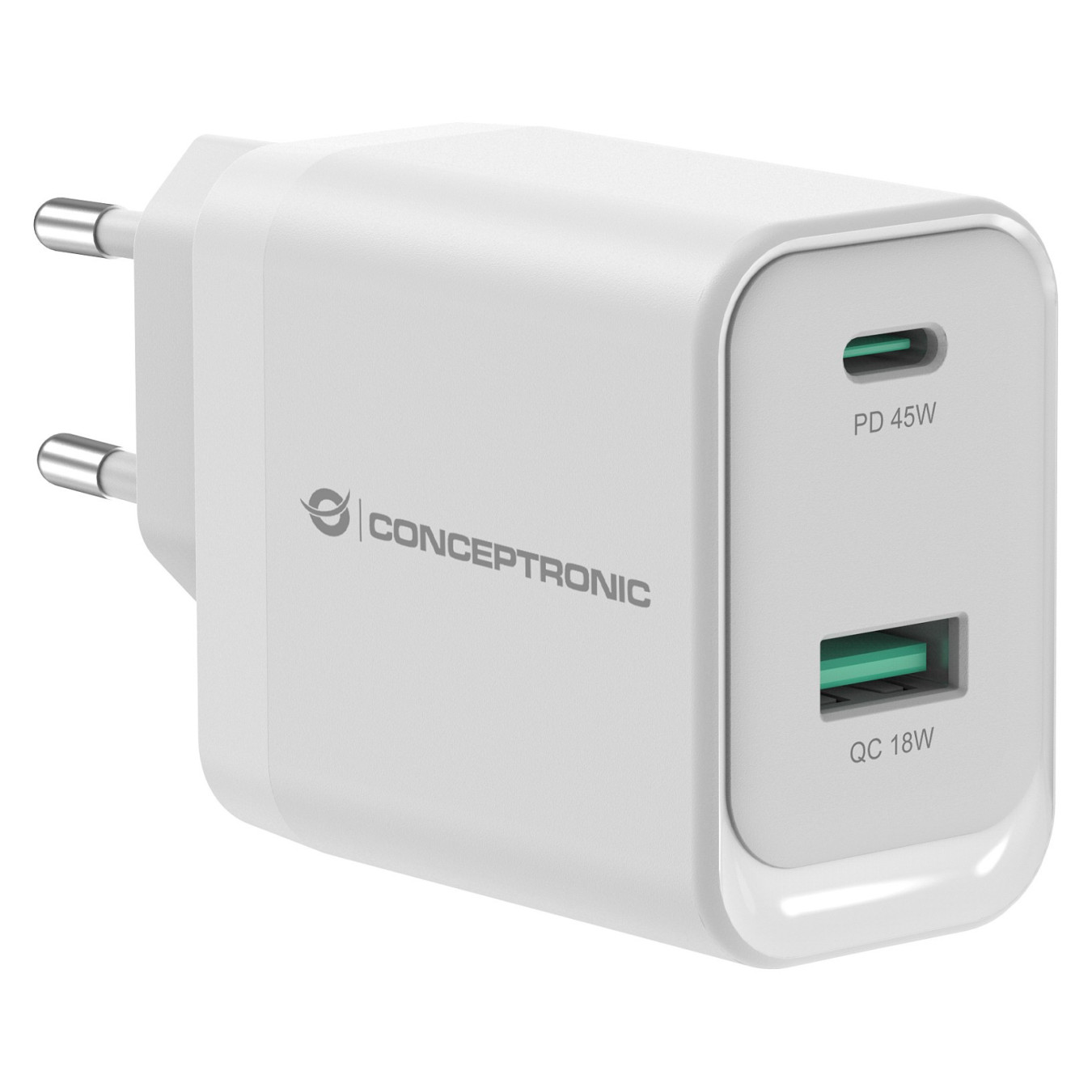 CONCEPTRONIC Ladegerät 2Port GaN USB-C -A 45WPD3.0 PPS ws — Buy in Cyprus with Fast Delivery