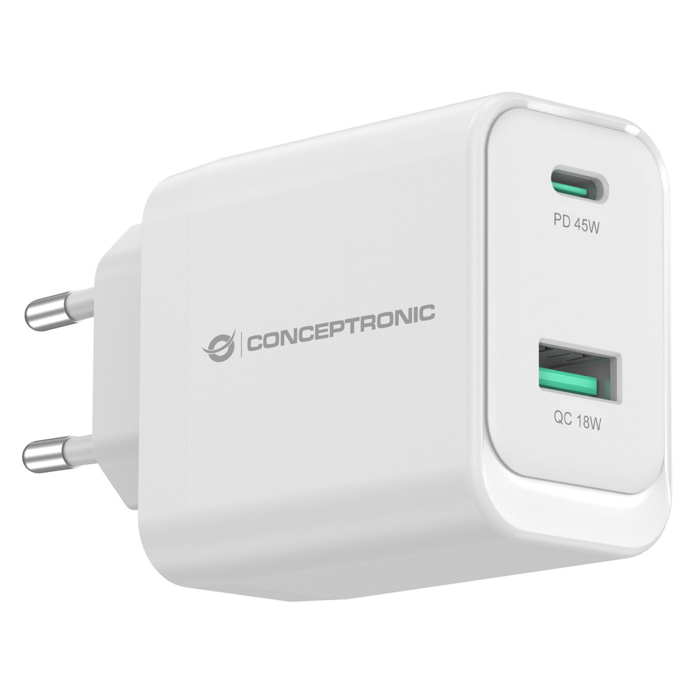 CONCEPTRONIC Ladegerät 2Port GaN USB-C -A 45WPD3.0 PPS ws — Buy in Cyprus with Fast Delivery