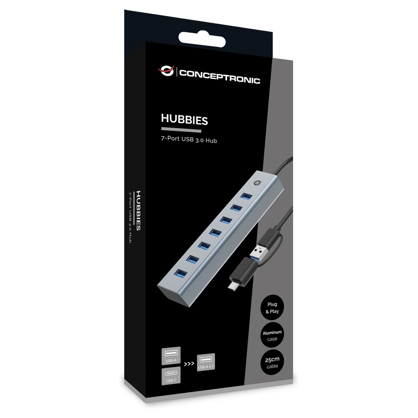 CONCEPTRONIC 7-Port Hub USB-A3.0 -C Adap.- to 7xA3.0 o.Netz. gr — Buy in Cyprus with Fast Delivery
