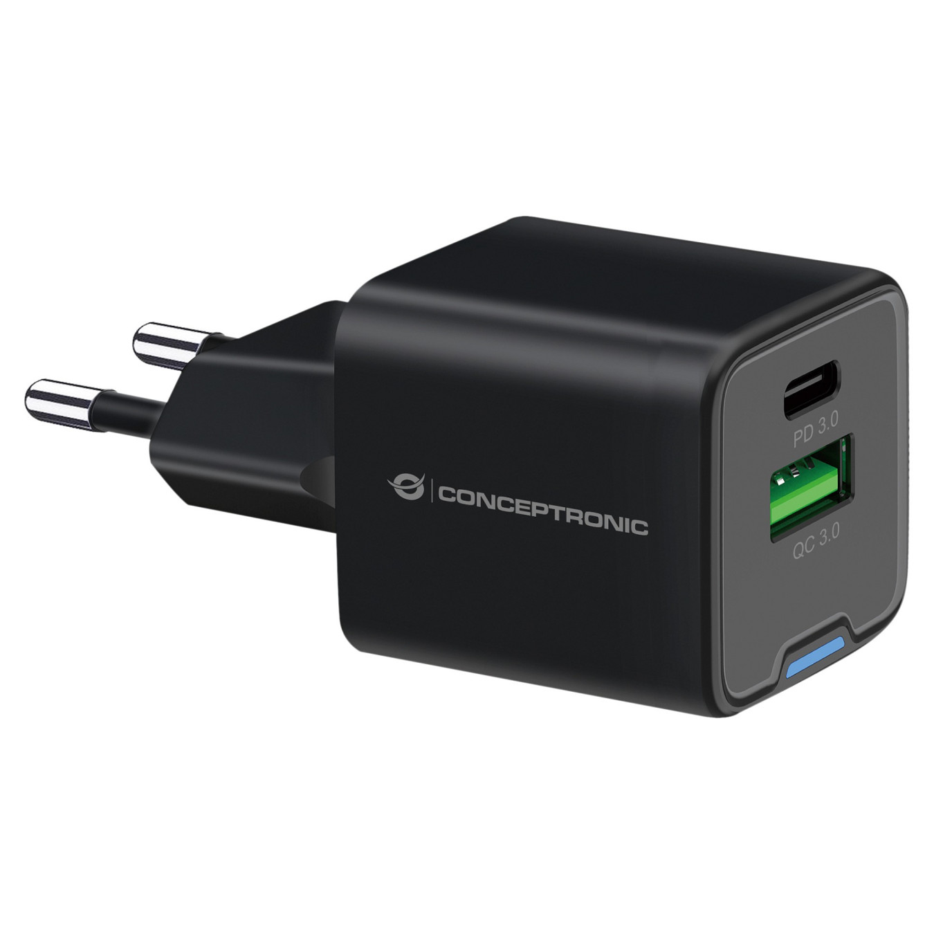 CONCEPTRONIC Ladegerät 2Port GaN USB-C -A 20WPD3.0 PPS sw — Buy in Cyprus with Fast Delivery