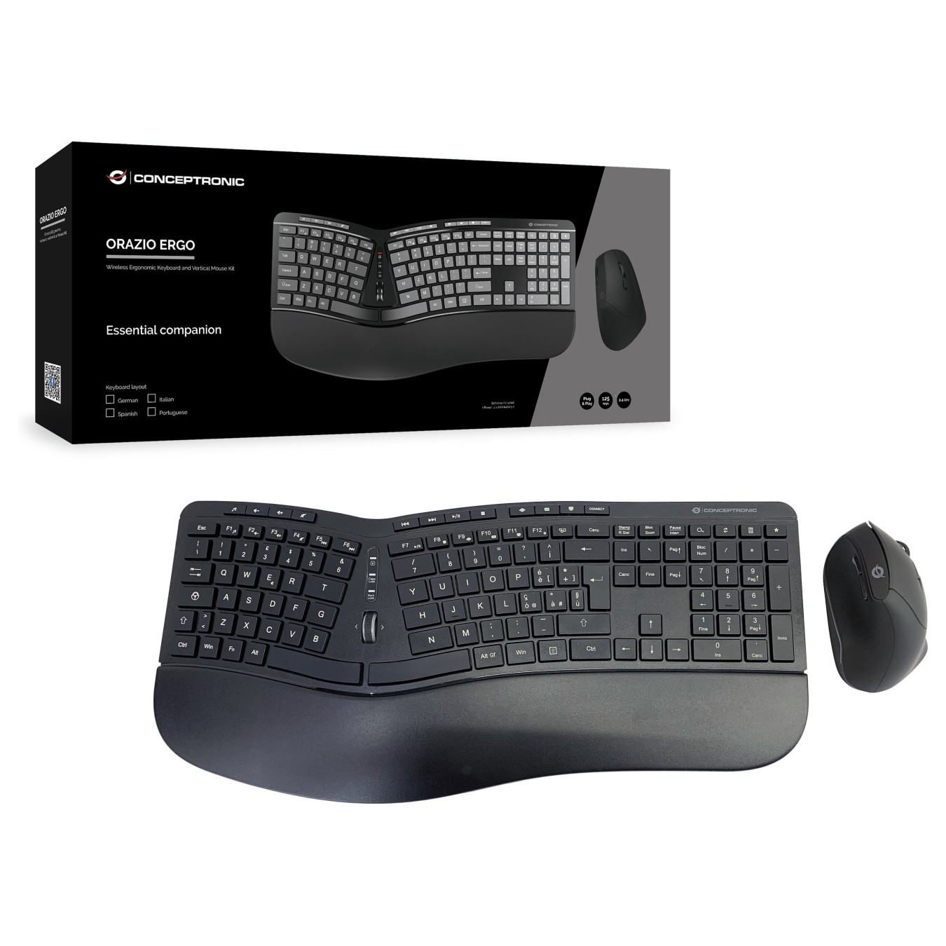 CONCEPTRONIC Wireless Keyboard+Mouse.ergo.Layout italien. sw — Buy in Cyprus with Fast Delivery