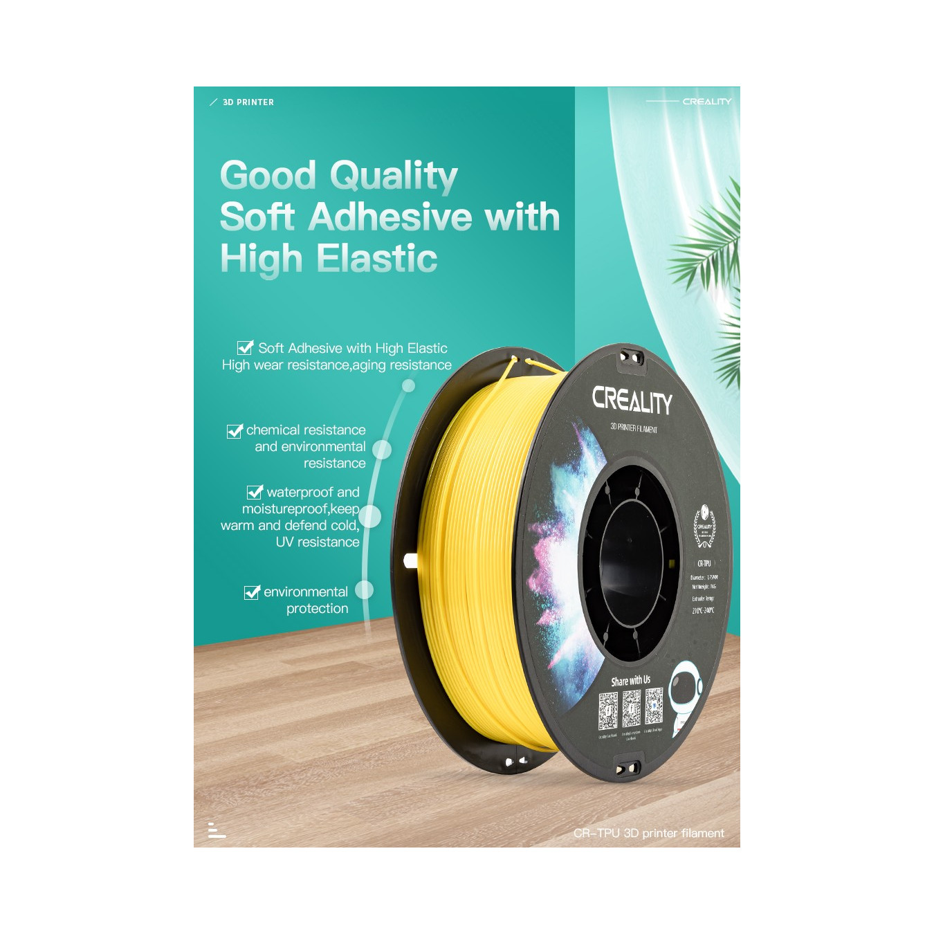Creality CR-TPU Green 3d Printer Soft Adhesive material Filament 1kg 1.75 — Buy in Cyprus with Fast Delivery