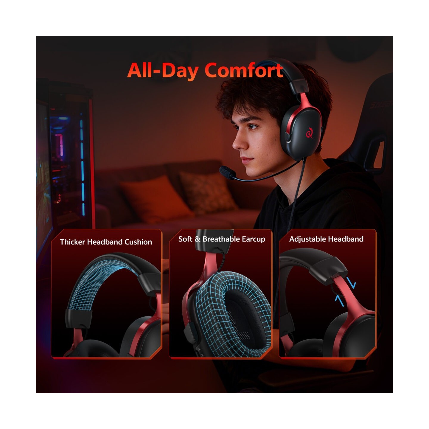 QCY Heroad VN200 PRO 7.1 USB Wired RGB Gaming Headset PS4 PS5 PC (Boxed) — Buy in Cyprus with Fast Delivery