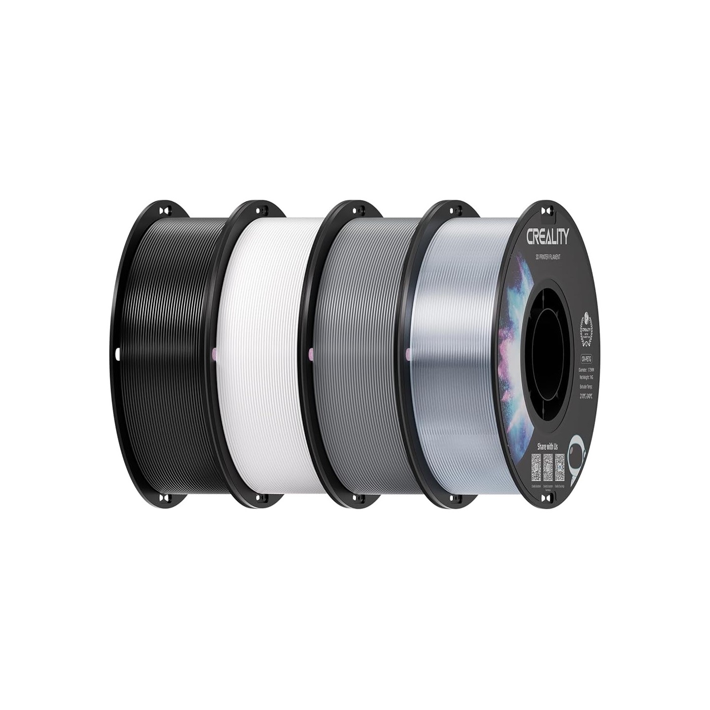 Creality CR-PETG Value Pack 4kg - Black & White & Grey & Transparent 3D Printer Filament — Buy in Cyprus with Fast Delivery