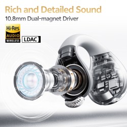 QCY Crossky C30S Silver (QT33S) Open Ear BT6.0 LDAC AAC SBC Earbuds 40h Call noise AI cancelation Du