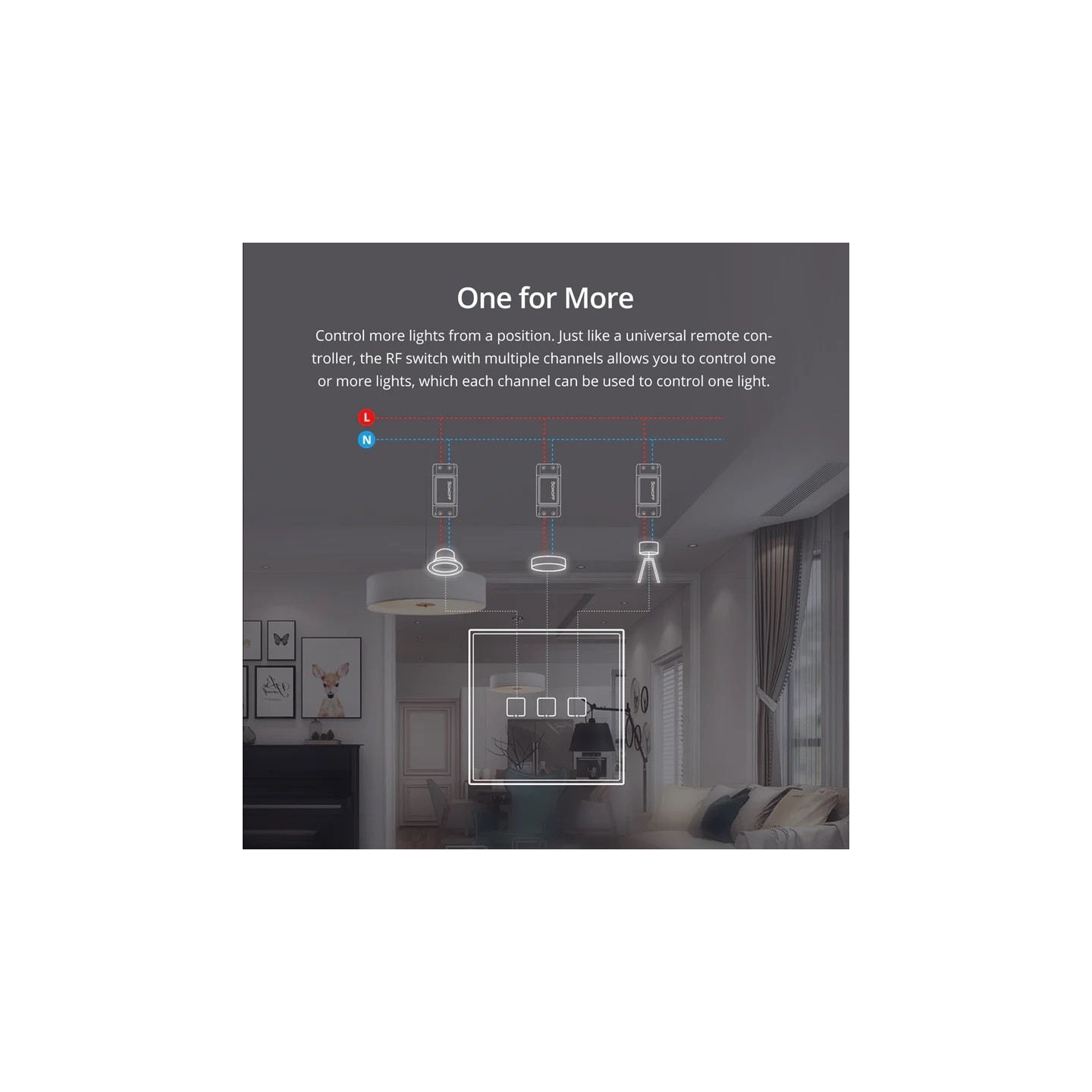 Sonoff T2EU2C-RF Smart Wall Touch Switch 2-Button White — Buy in Cyprus with Fast Delivery