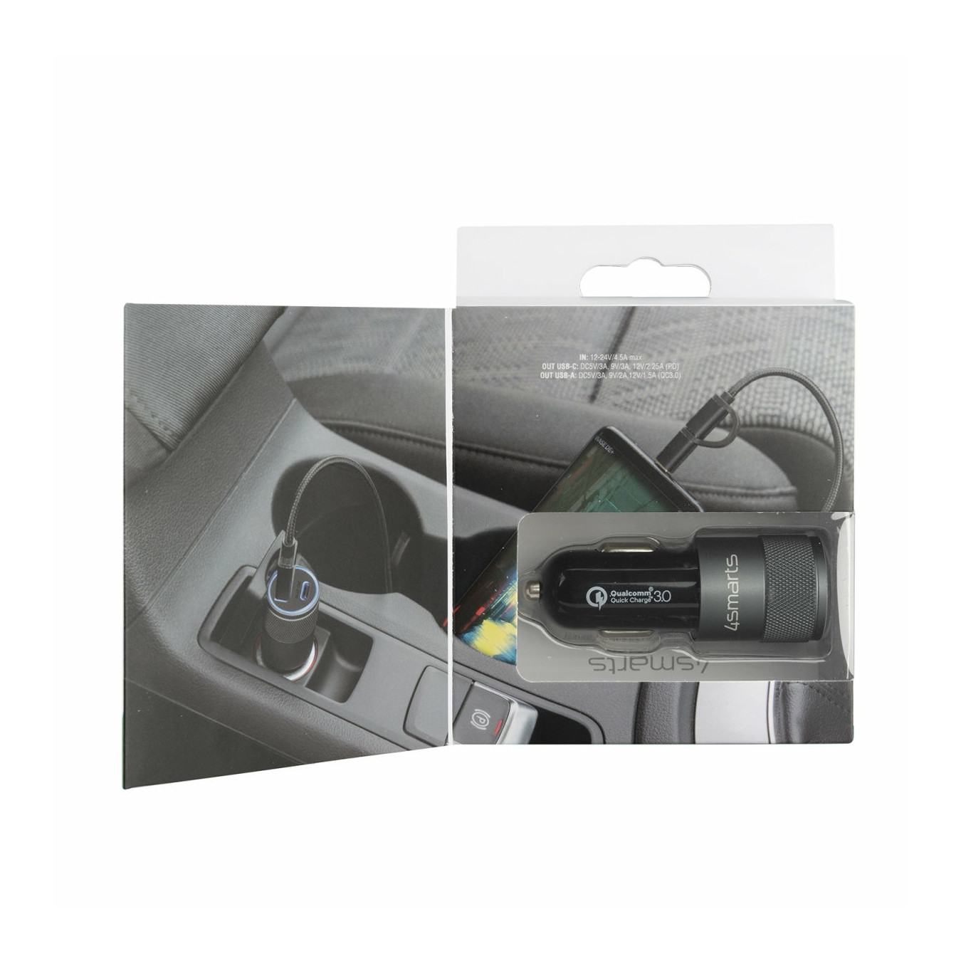 4smarts Kfz-Ladegert Rapid+ mit Quick Charge und PD 27W schw. — Buy in Cyprus with Fast Delivery