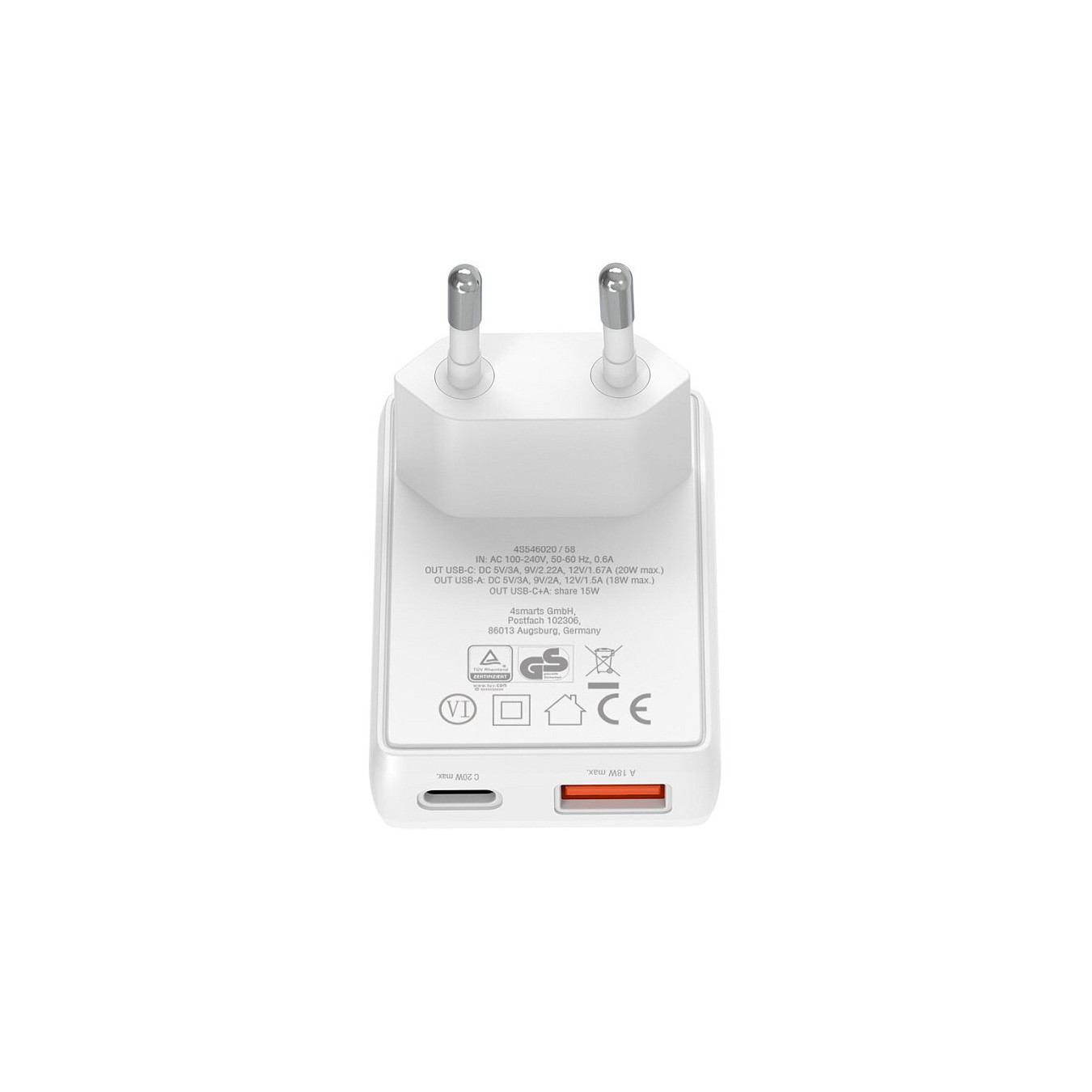 4smarts Netzladegert FlatPlug Duos 20W GaN 1C+1A. wei — Buy in Cyprus with Fast Delivery