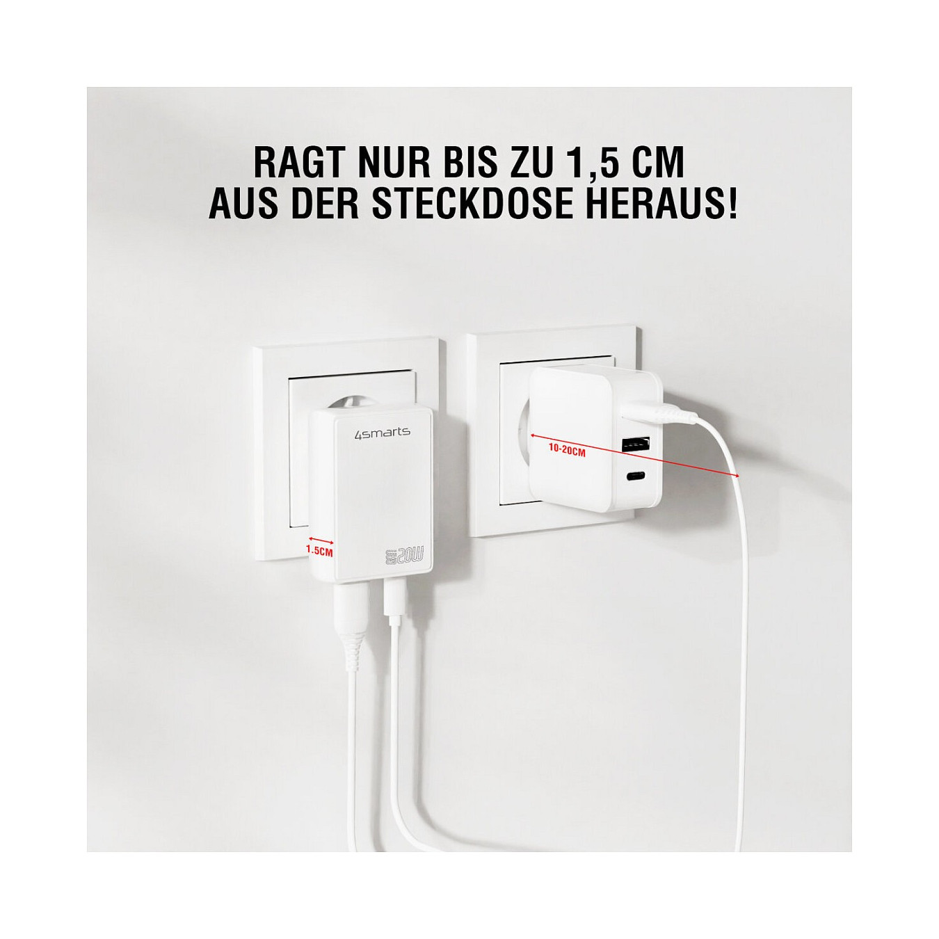 4smarts Netzladegert FlatPlug Duos 20W GaN 1C+1A. wei — Buy in Cyprus with Fast Delivery