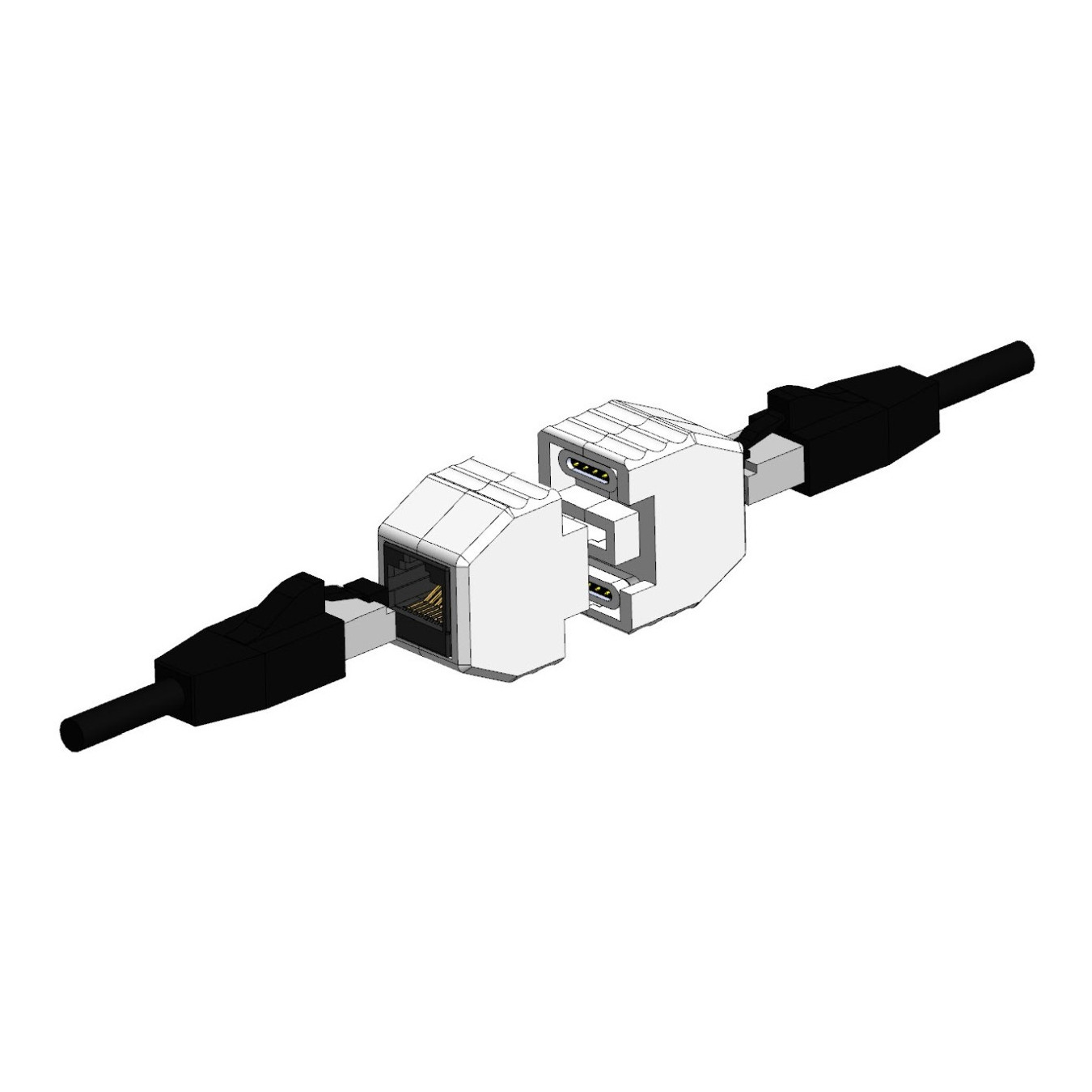 ALLNET TP-TP Kupplung CAT6A Buchse 1:1 8-pol. RJ45 magnetische Sicherungskupplung 50er Bulk Set Abwurfbuchse PoE fähi...