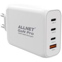 Z ALLNET Ersatznetzteil QC USB-C PD GaN Netzteil Power Supply130Watt 1x USB Typ-A QC 3x USB Typ-C EU PLUG