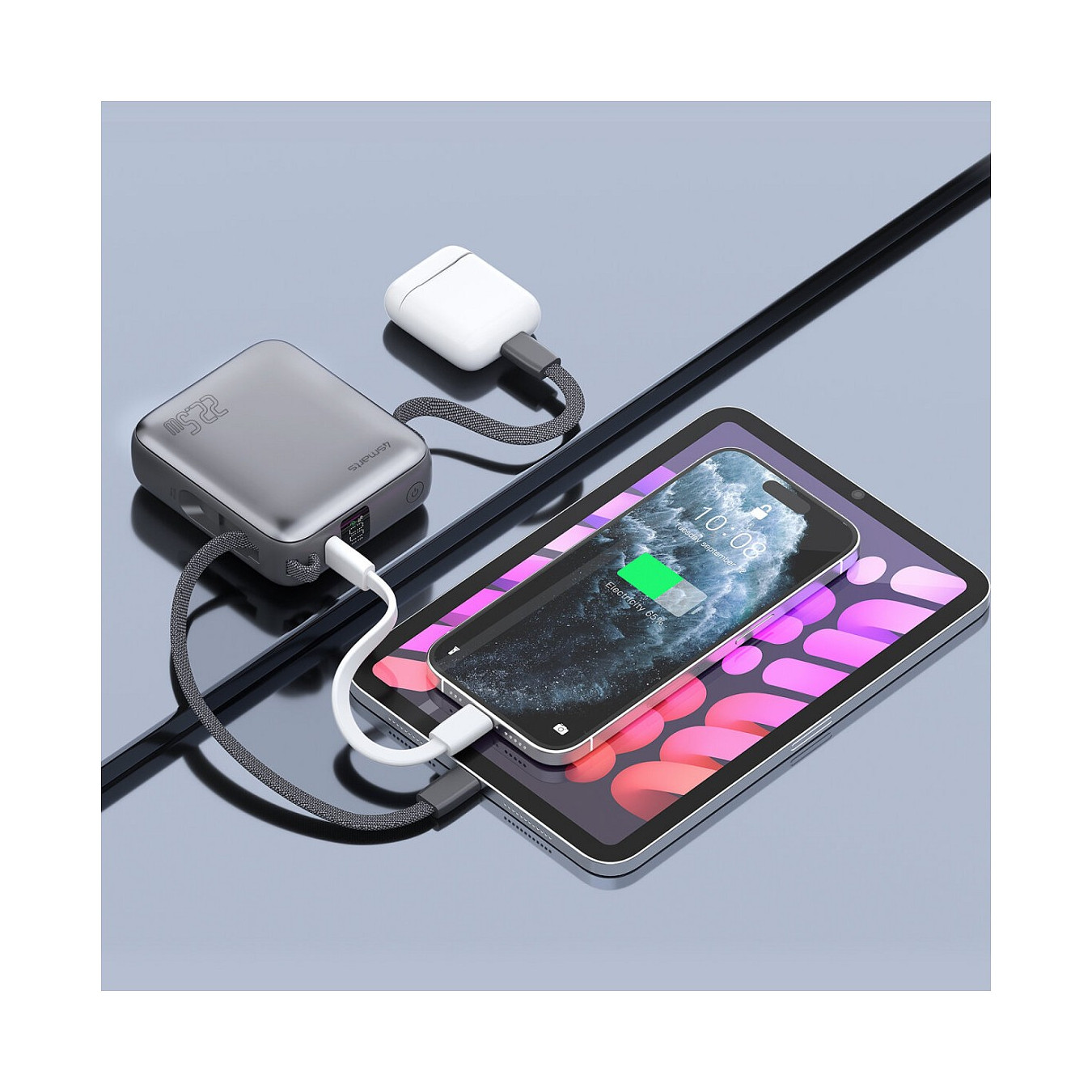 4smarts Powerbank Pocket Dual Cord 10000mAh 22.5W. spacegrau — Buy in Cyprus with Fast Delivery