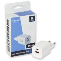 Z ALLNET Ersatznetzteil QC USB-C PD GaN Netzteil Power Supply33Watt 1x USB Typ-A QC 1x USB Typ-C EU PLUG