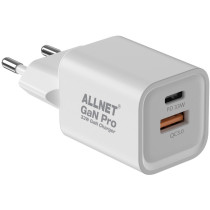 Z ALLNET Ersatznetzteil QC USB-C PD GaN Netzteil Power Supply33Watt 1x USB Typ-A QC 1x USB Typ-C EU PLUG