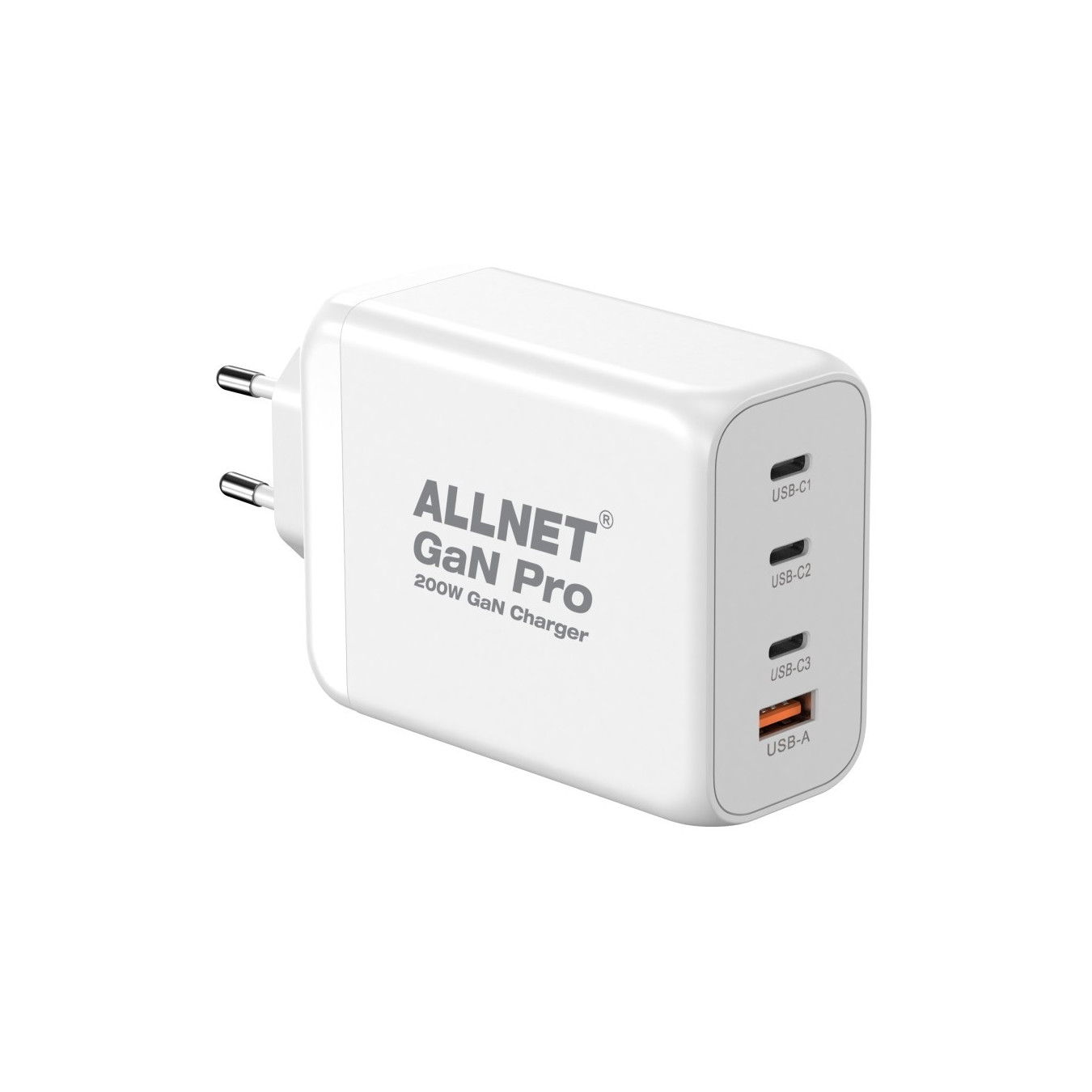 Z ALLNET Ersatznetzteil QC USB-C PD GaN Netzteil Power Supply200Watt 1x USB Typ-A QC 3x USB Typ-C EU PLUG