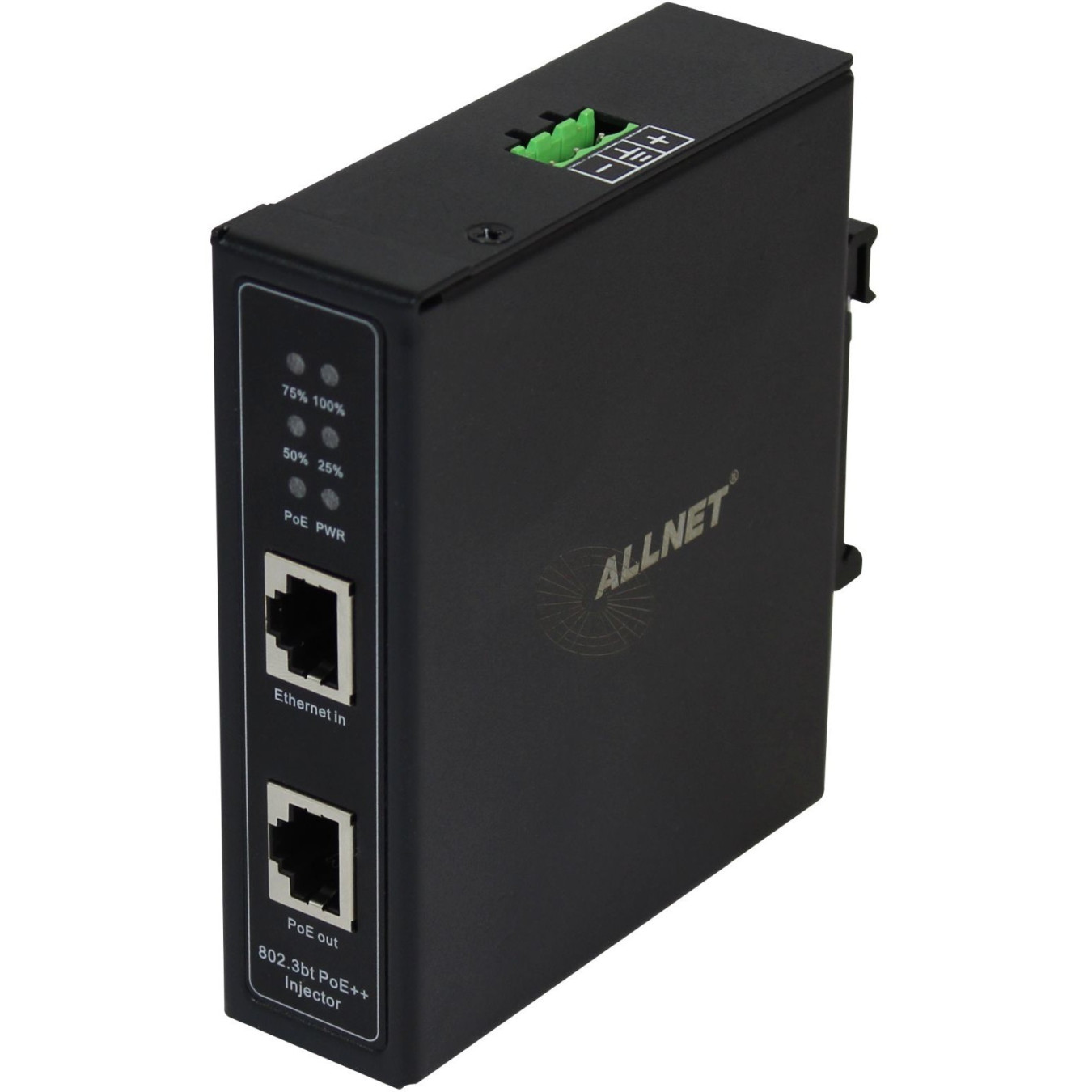 Z ALLNET PoE Injektor Industrial Gigabit PoE BT (15.4W 30W 90W) DIN Metallgehäuse ALL-PI2014-I-BT90