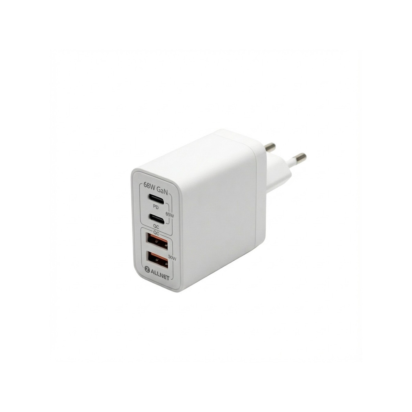 Z ALLNET Ersatznetzteil QC USB-C PD GaN Netzteil Power Supply68Watt 2x USB Typ-A QC 2x USB Typ-C EU PLUG