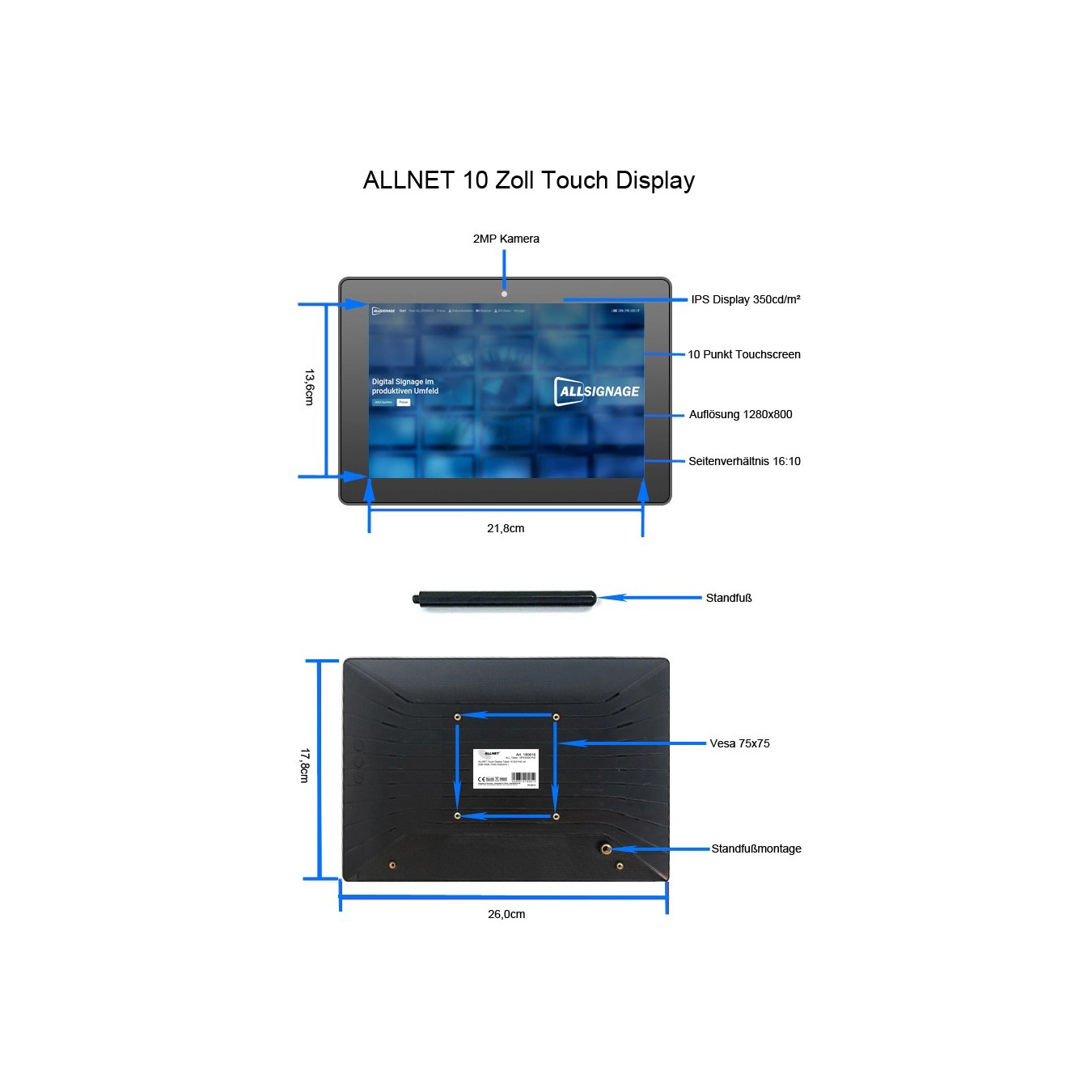 ALLNET Touch Display Tablet 12 Zoll PoE mit 8GB 64GB RK3568 Android 13.PrimeOne-120 — Buy in Cyprus with Fast Delivery