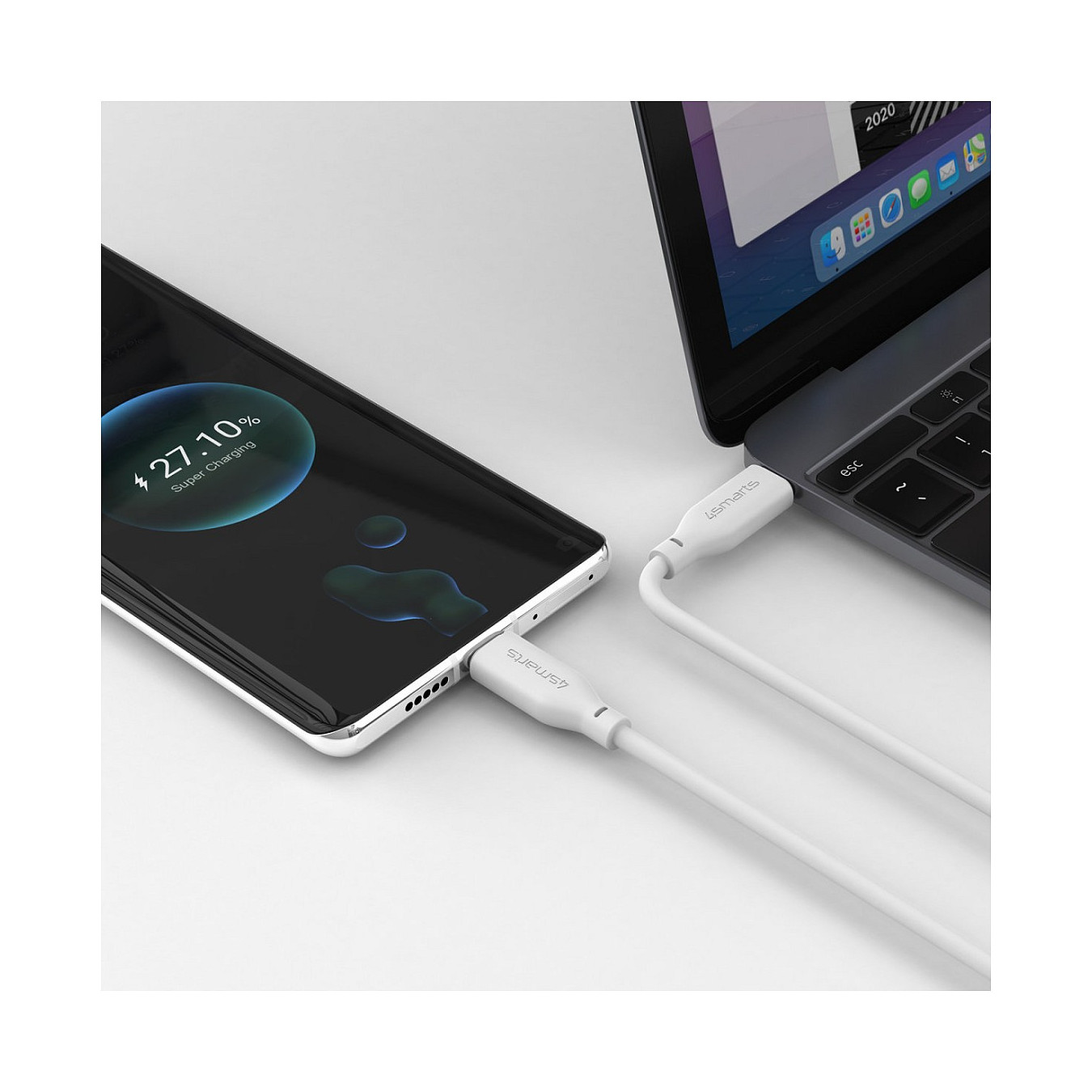 4smarts USB-C USB-C Silikon-Kabel High Flex 60W 1.5m Wei — Buy in Cyprus with Fast Delivery