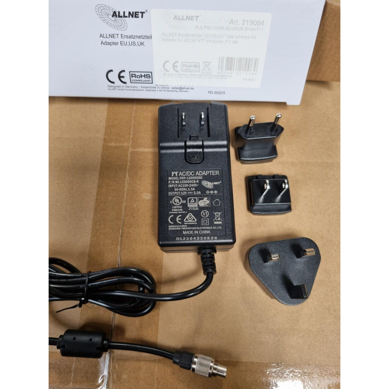 Z ALLNET Ersatznetzteil 12V 5A EU Type schwarz mit Adapter EU.US.UK HTT mit Binder 711 M9 — Buy in Cyprus with Fast Delivery