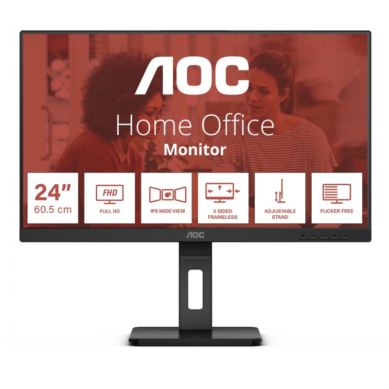 AOC 24E3QAF - 23.8" Full HD IPS Monitor, 1920x1080, 4ms, 75Hz, HDMI/VGA/DP, Black (Boxed) — Buy in Cyprus with Fast Delivery