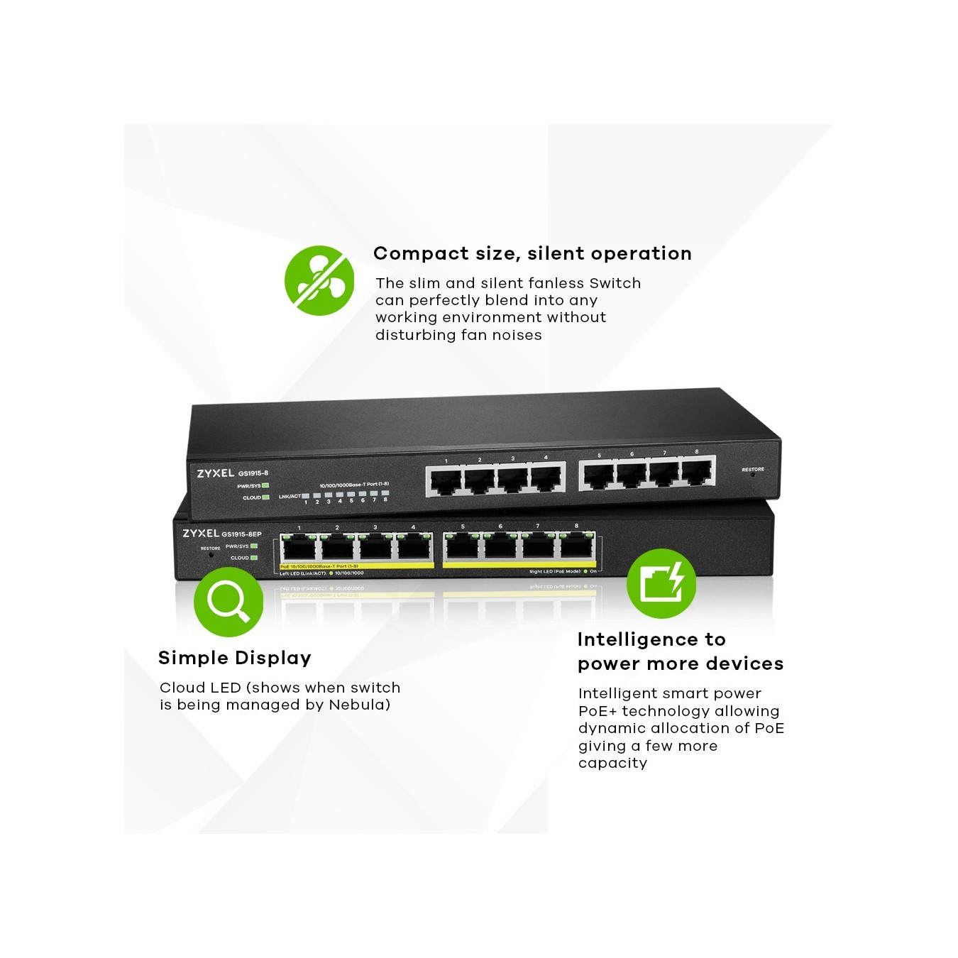 Zyxel GS1915-8EP - 8-Port Gigabit L2 Managed PoE Switch - 802.3af/at, 16 Gbps Switching — Buy in Cyprus with Fast Delivery