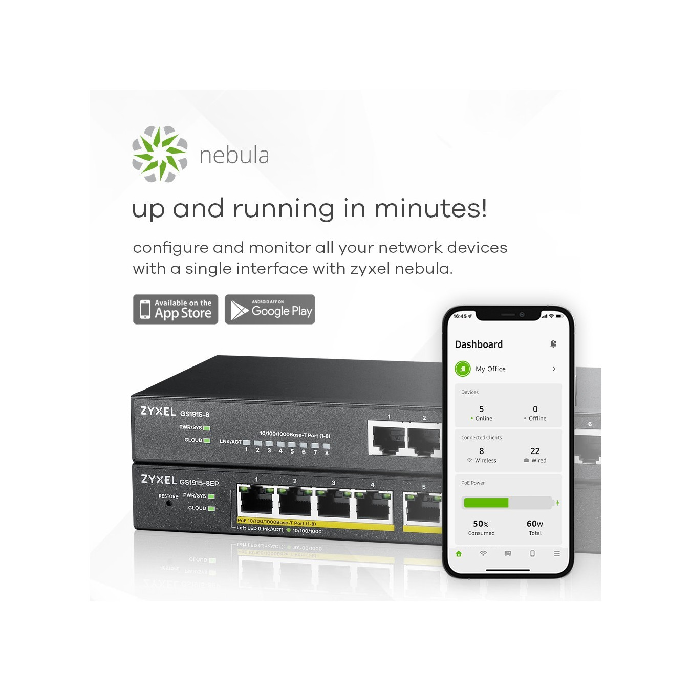 Zyxel GS1915-8EP - 8-Port Gigabit L2 Managed PoE Switch - 802.3af/at, 16 Gbps Switching — Buy in Cyprus with Fast Delivery