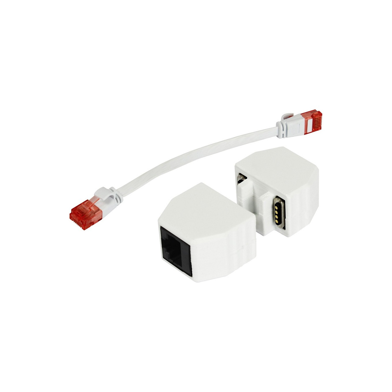 ALLNET TP-TP Kupplung CAT6A Buchse 1:1 8-pol. RJ45 magnetische Sicherungskupplung Abwurfbuchse PoE fähig bis zu 10GBit