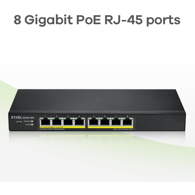 Buy Zyxel GS1915-8EP - 8-Port Gigabit L2 Managed PoE Switch - 802.3af/at, 16 Gbp... in Cyprus, Nicosia, Limassol, Larnaka, Pafos