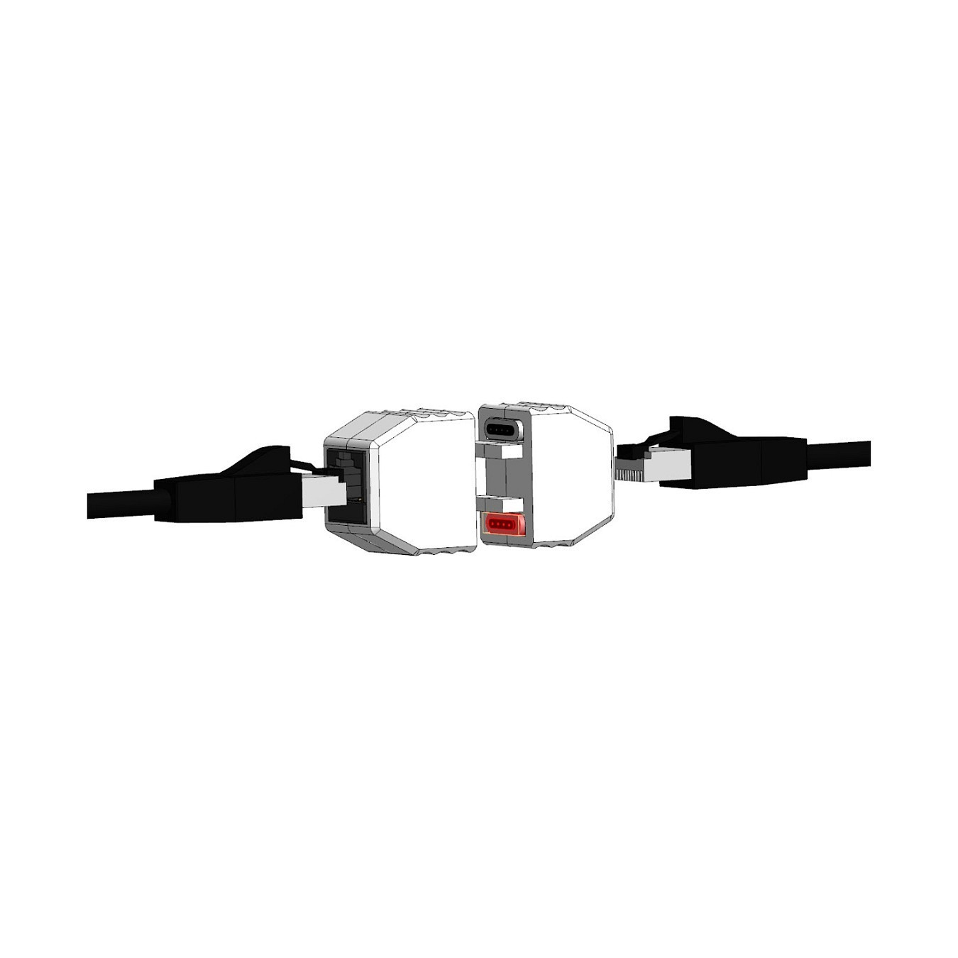 ALLNET TP-TP Kupplung CAT6A Buchse 1:1 8-pol. RJ45 magnetische Sicherungskupplung Abwurfbuchse PoE fähig bis zu 10GBit