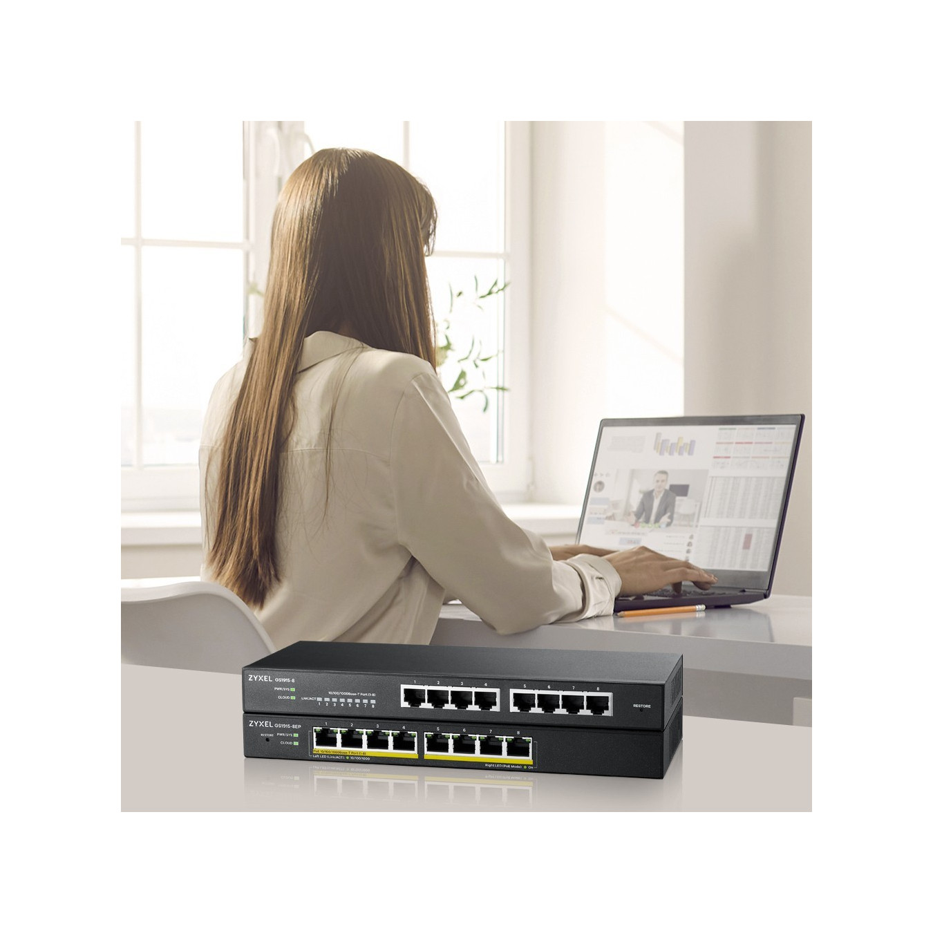 Zyxel GS1915-8EP - 8-Port Gigabit L2 Managed PoE Switch - 802.3af/at, 16 Gbps Switching — Buy in Cyprus with Fast Delivery