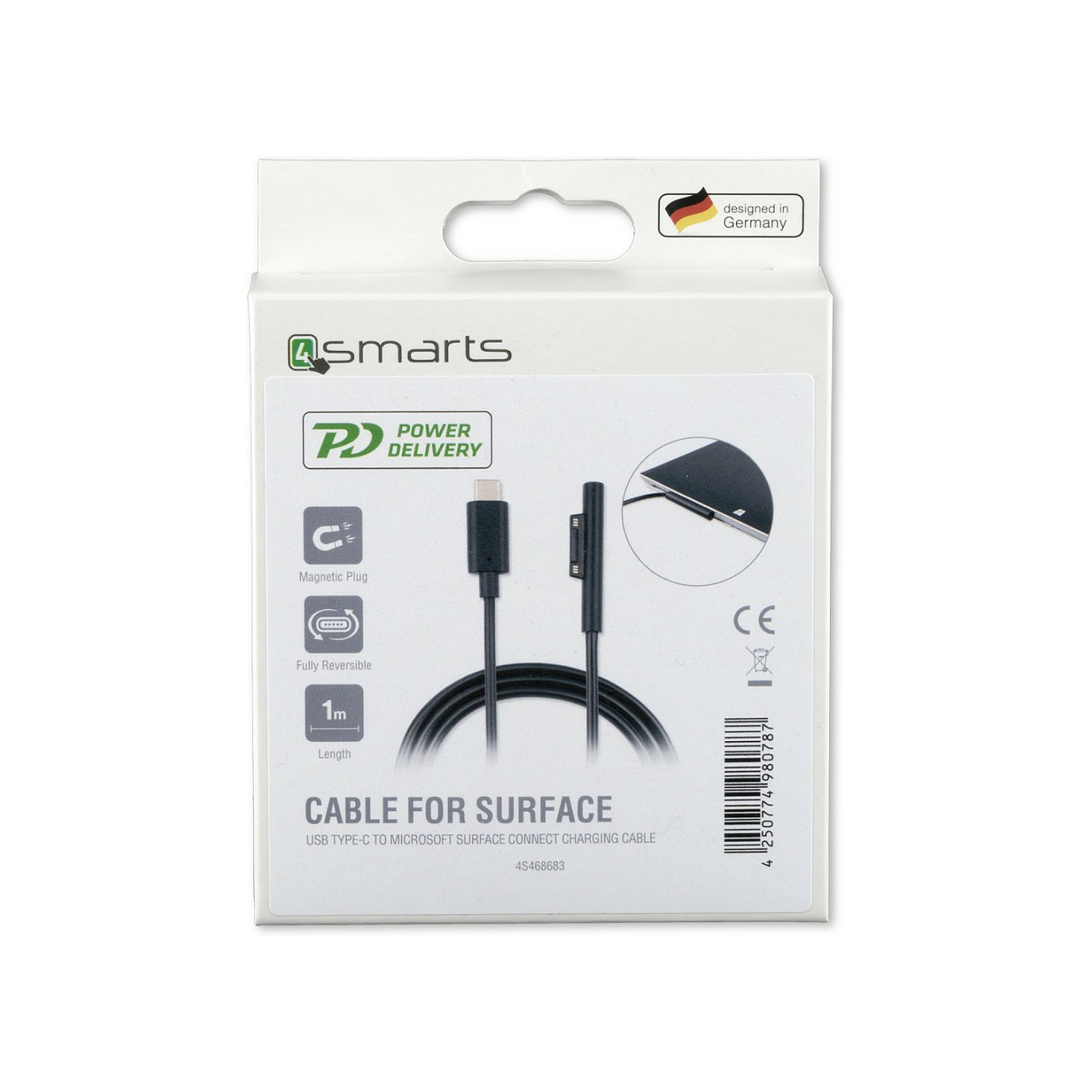 4smarts Ladekabel Micorosft Surface Connect zu USB Typ-C 5A 1m black — Buy in Cyprus with Fast Delivery