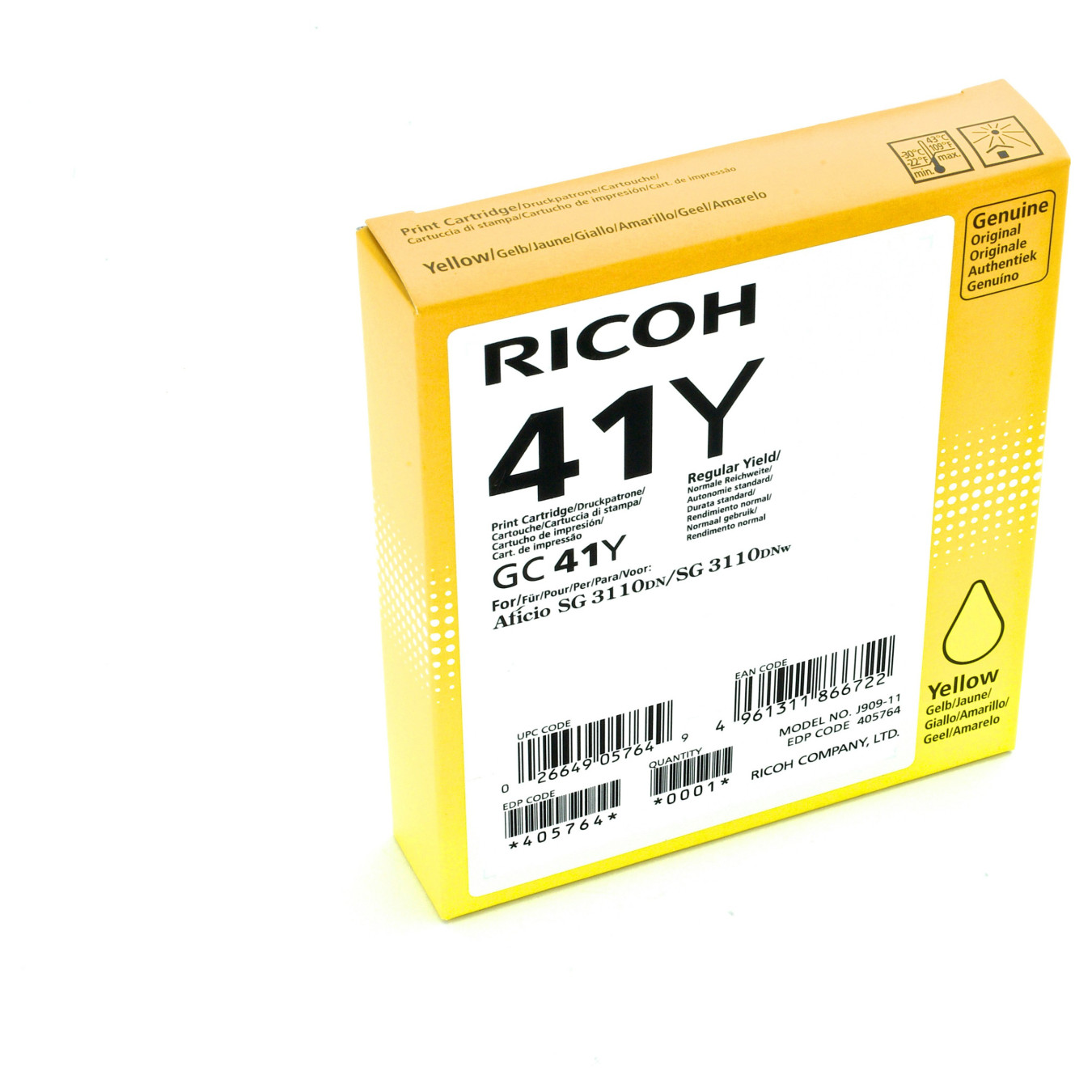 Ricoh Tinte 405764 gelb GC41Y bis zu 2.200 Seiten ISO IEC 24711 — Buy in Cyprus with Fast Delivery