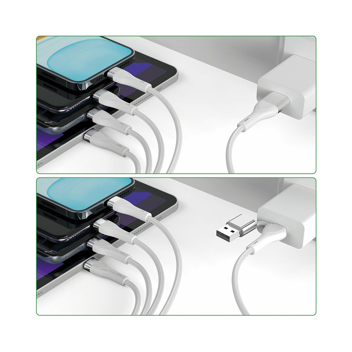 4smarts USB-C A Multi-Ladekabel 4in2 1.2m. wei — Buy in Cyprus with Fast Delivery