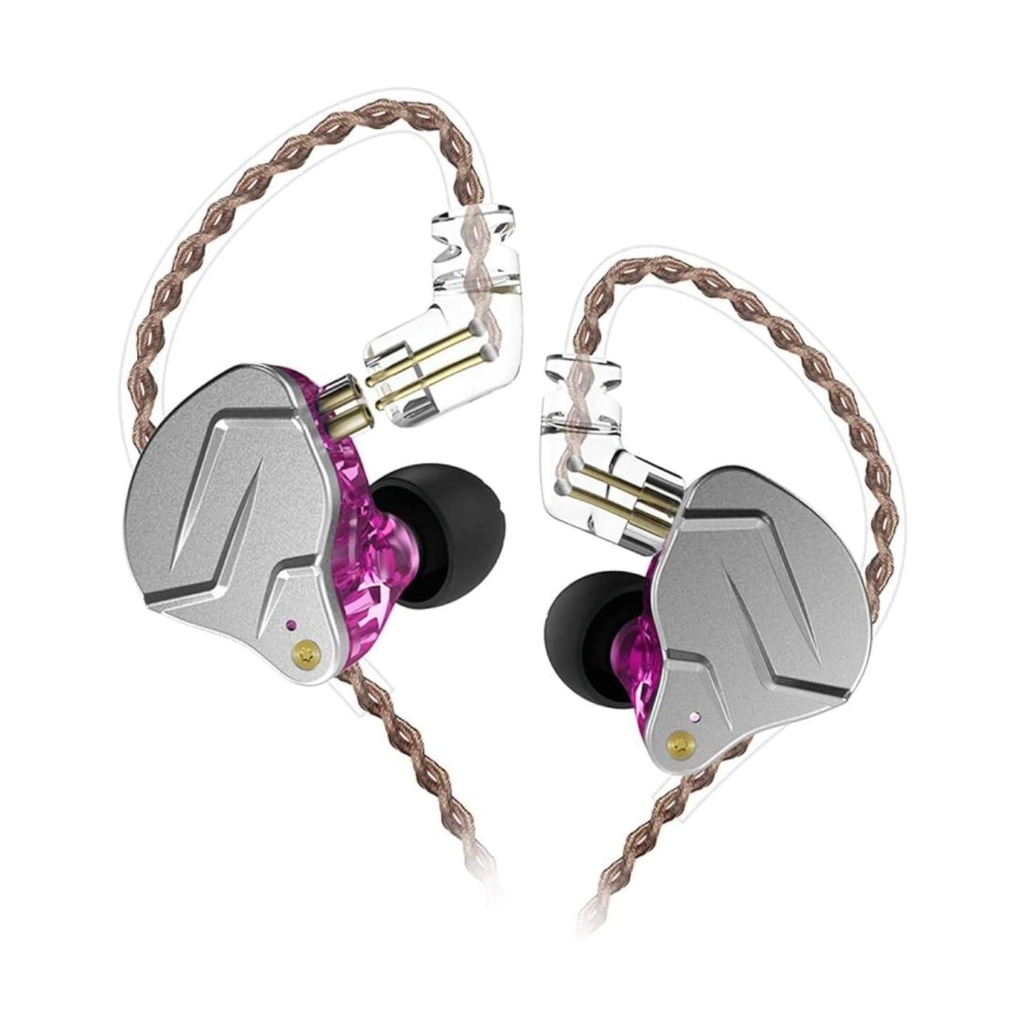 KZ ZSN PRO Purple No Mic - IEM 3,5 In Ear Monitor Earphones, Dynamic Hybrid Dual Driver 1BA+1DD