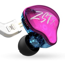 KZ ZST X Purple With Mic - IEM 3,5 In Ear Monitor Earphones, Dynamic Hybrid Dual Driver 1BA+1DD, 2x