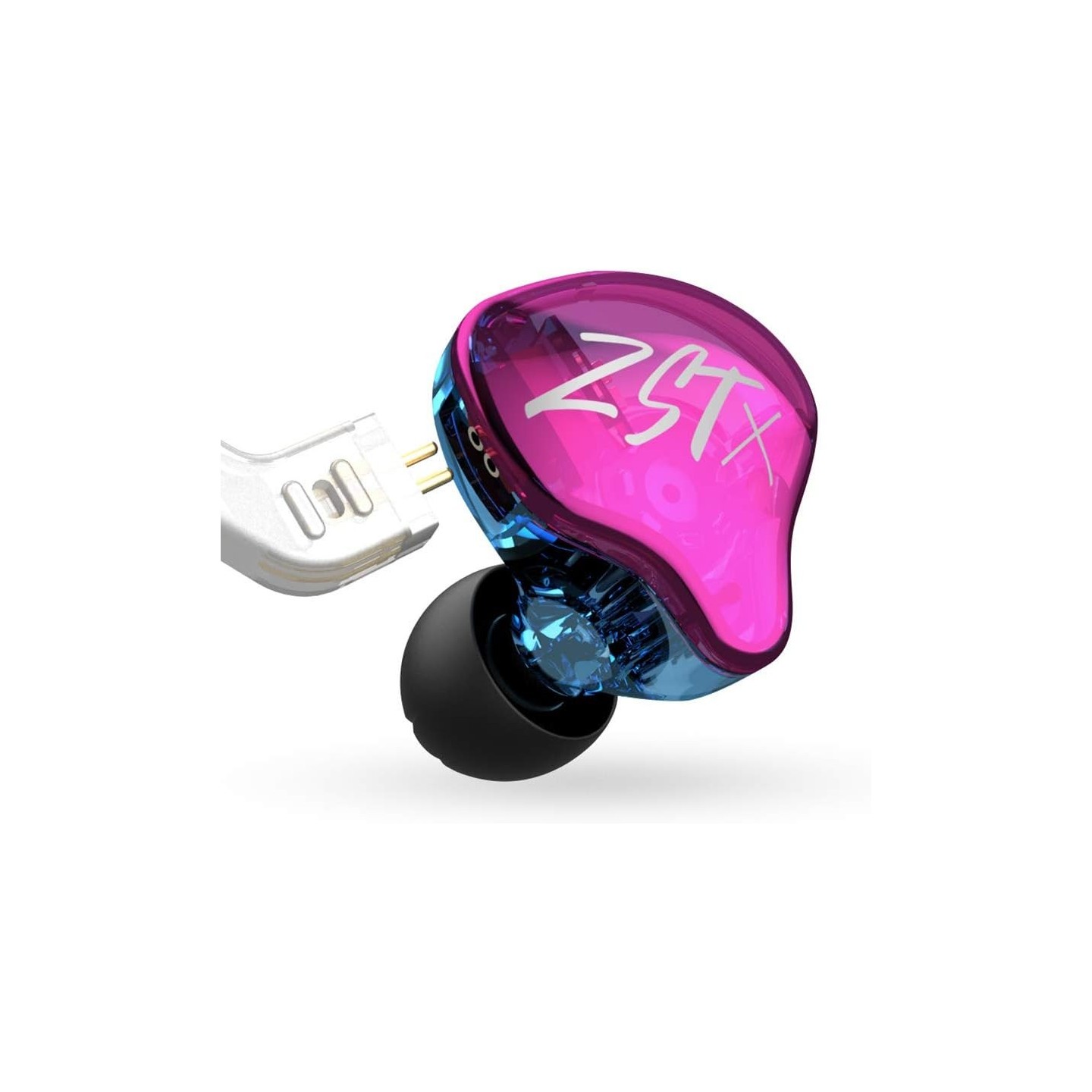 KZ ZST X Purple With Mic - IEM 3,5 In Ear Monitor Earphones, Dynamic Hybrid Dual Driver 1BA+1DD, 2x