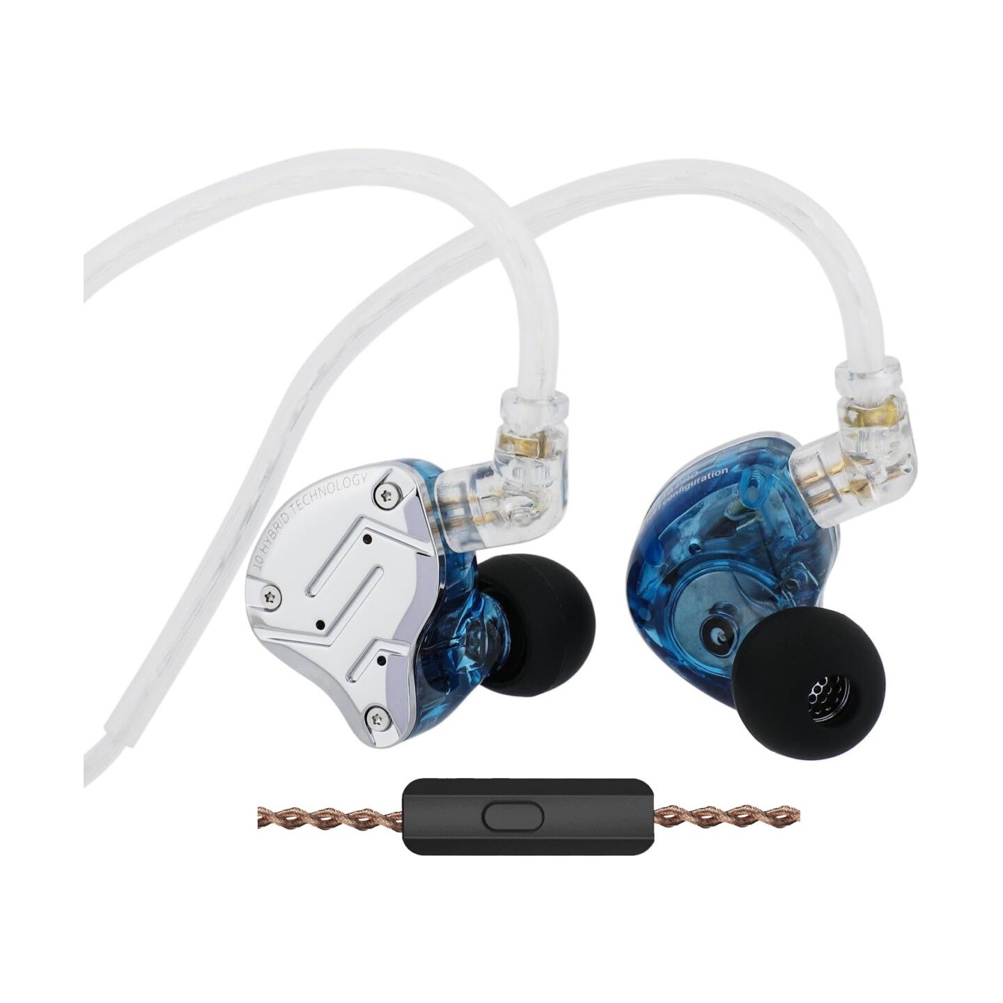 KZ ZS10 PRO Blue With Mic - IEM 3,5 Musician In Ear Monitor Earphones, 4BA+1DD 5 Driver 10mm, metal