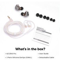 KZ ZS10 PRO Blue With Mic - IEM 3,5 Musician In Ear Monitor Earphones, 4BA+1DD 5 Driver 10mm, metal