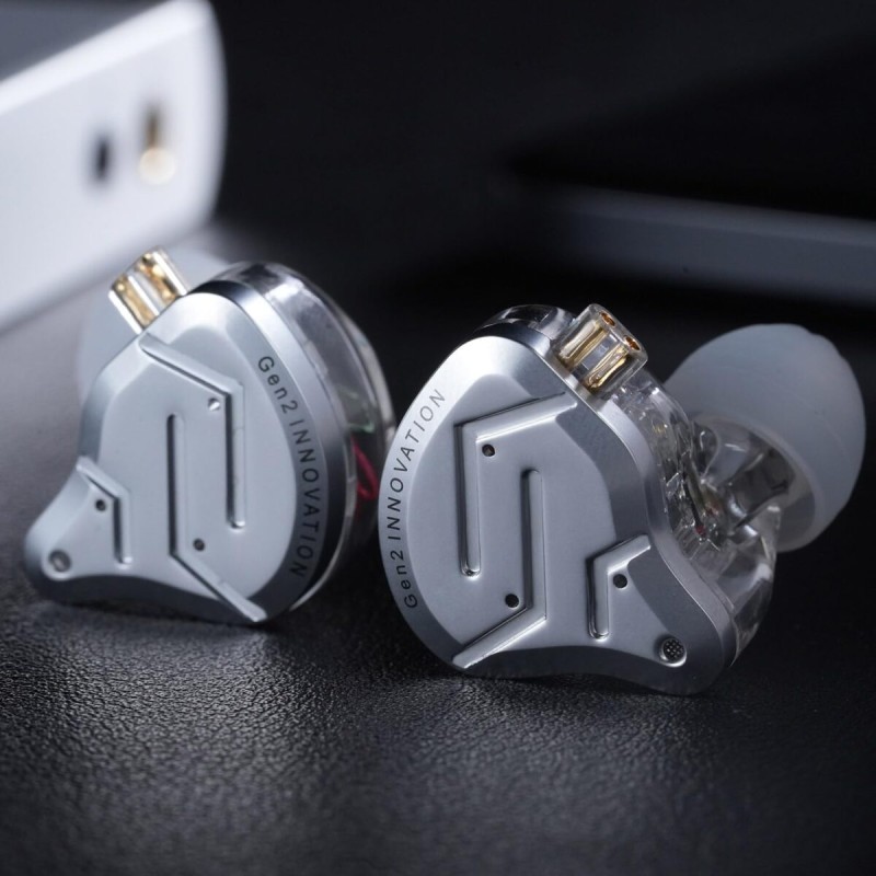 KZ ZSN PRO 2 SIlver No Mic - IEM 3,5 In Ear Monitor Earphones, Hybrid 1BA+1DD 10mm, metal, HIFI bass