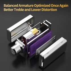 KZ ZSN PRO 2 SIlver No Mic - IEM 3,5 In Ear Monitor Earphones, Hybrid 1BA+1DD 10mm, metal, HIFI bass