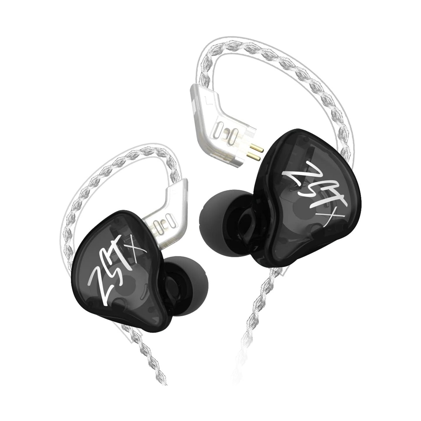 KZ ZST X Black No Mic - IEM 3,5 In Ear Monitor Earphones, Dynamic Hybrid Dual Driver 1BA+1DD, 2x ma