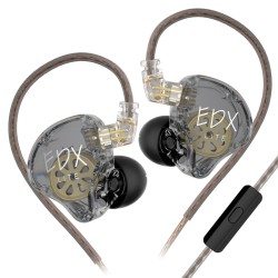 KZ EDX LITE Transparent Grey With MIC - IEM 3,5 In Ear Monitor Earphones, Super-Linear, HIFI bass, N