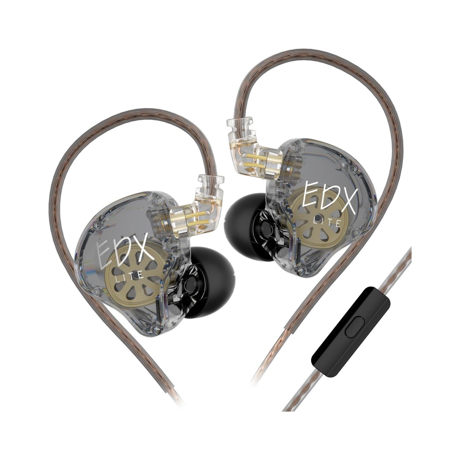 KZ EDX LITE Transparent Grey With MIC - IEM 3,5 In Ear Monitor Earphones, Super-Linear, HIFI bass, N