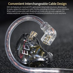 KZ EDX LITE Transparent Grey With MIC - IEM 3,5 In Ear Monitor Earphones, Super-Linear, HIFI bass, N