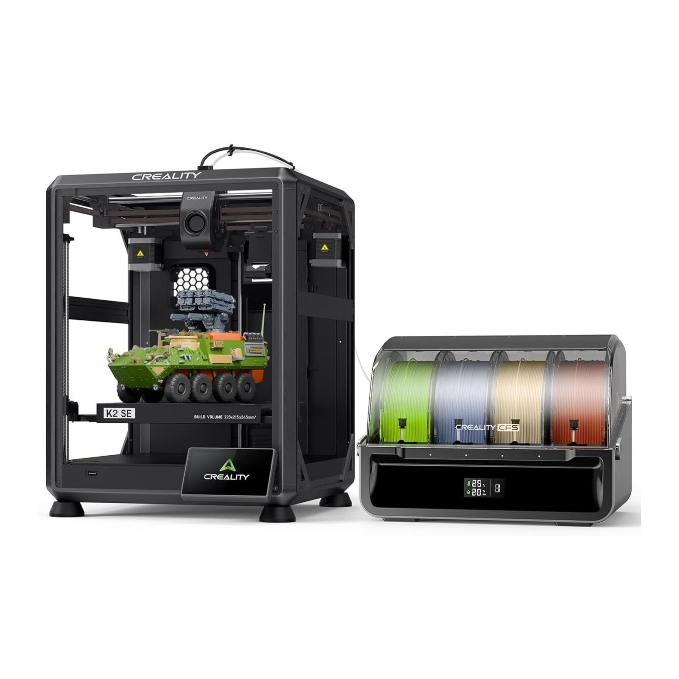 CREALITY K2 SE COMBO - with CFS FDM Semi Enclosed 3d Printer 500mm s multicolor 220x215x245mm