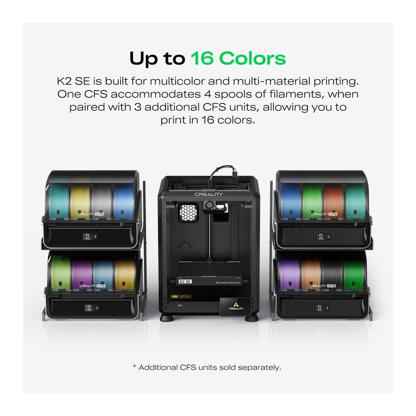 CREALITY K2 SE COMBO - with CFS FDM Semi Enclosed 3d Printer 500mm s multicolor 220x215x245mm